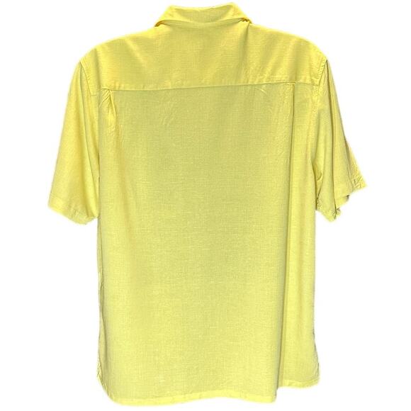 Island Republic Yellow Embroidered Short Sleeve Silk Button Down Size XXL - Picture 2 of 8